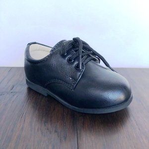 Infant/Toddler Boys Auston Leatherette Lace Up School Dress Shoe -Black
